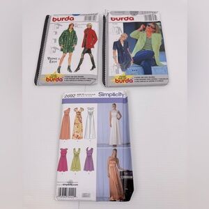 VTG Lot Of 3 Uncut Factory Folds Sewing Patterns Burda & Simplicity